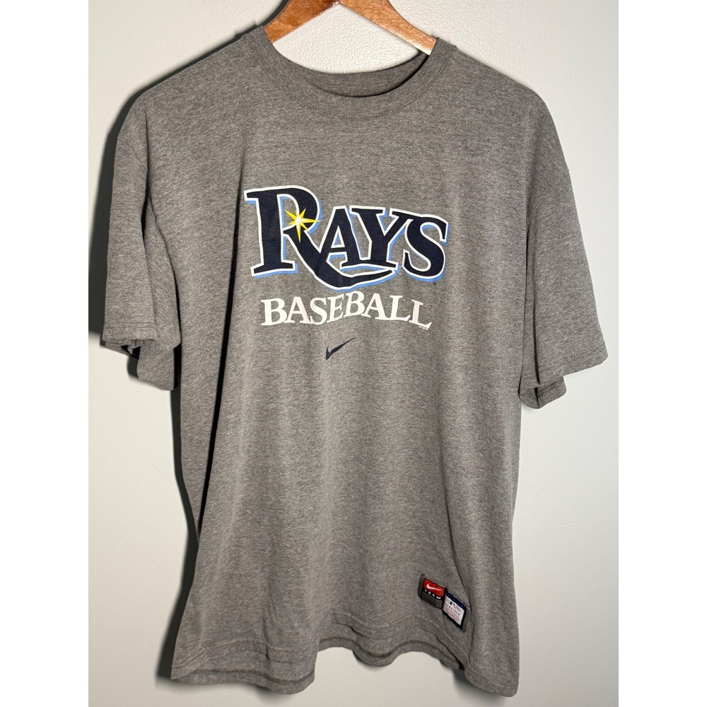 Nike Tampa Bay Rays MLB Baseball T-Shirt Mens Large Gray Loose Fit Short Sleeve